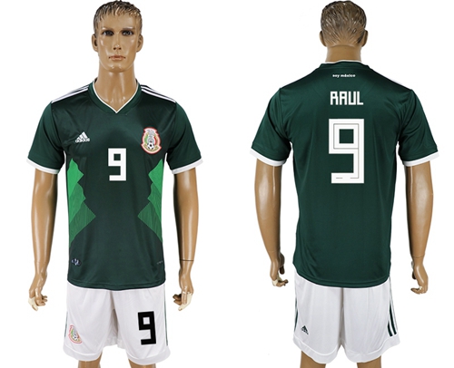 Mexico #9 Raul Green Home Soccer Country Jersey